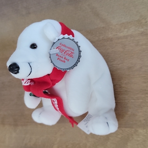 1998 Coca-Cola Polar Bear in Red Scarf Beanie Plush - Picture 4 of 10